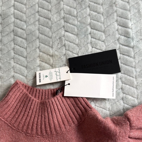 Fashion Union Blush Cable Knit Turtleneck Sweater - Picture 6 of 10